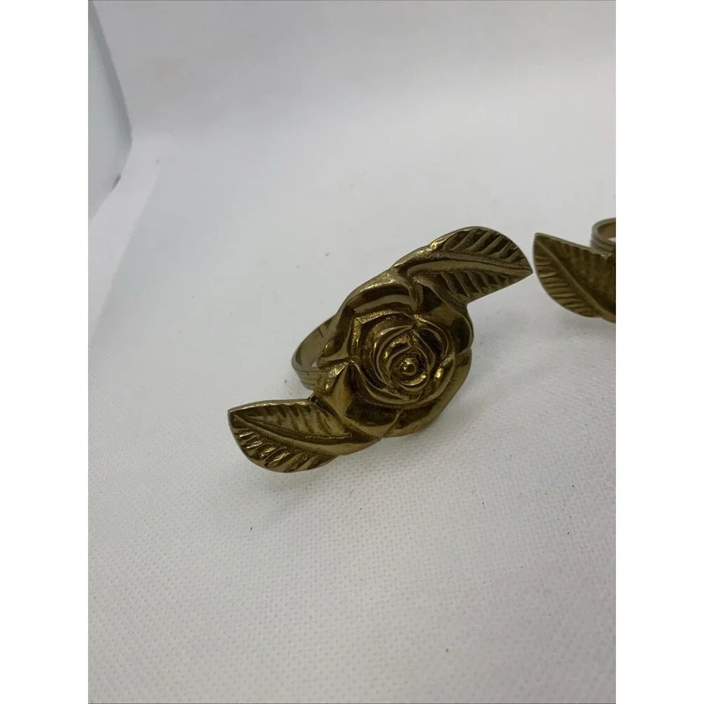 BRASS ROSE NAPKIN RINGS ~ SET OF 2 - Picture 2 of 4